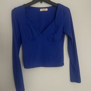 Elegant Cobalt Blue Long Sleeve Top